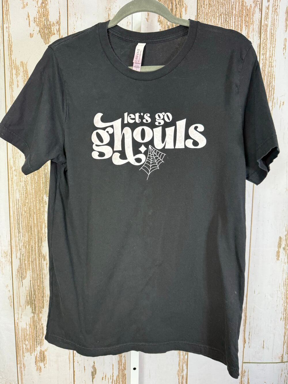 Bella + Canvas, Let's Go Ghouls Halloween T-Shirt. Size Large. Good used cond!
